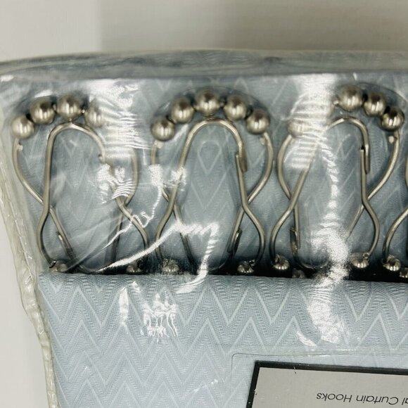 Hamilton Collection 3 Piece Bath Set Textured Shower Curtain, Liner & 12 Hooks - Picture 3 of 7